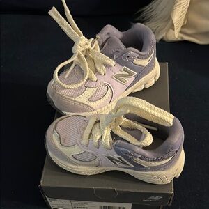 New Balance Kids' Lavender and Cream Sneakers